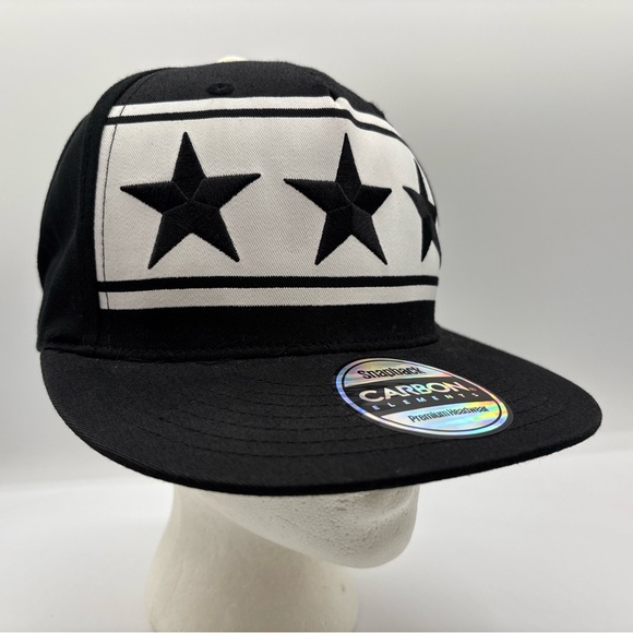 Carbon Elements Premium Headwear Men Black Embroidered 3 Star SnapBack Hat OSFM - Picture 13 of 15
